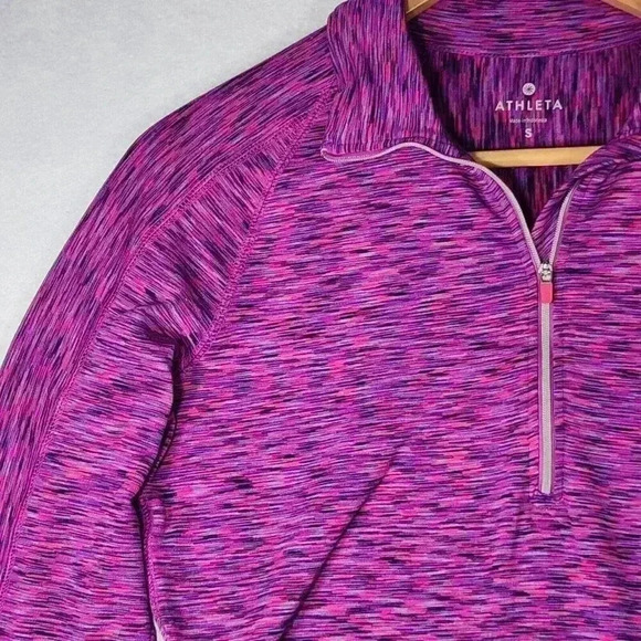 Athleta Women's Pullover Half-zip Small Pink Purple Poly Spandex LS Run Crossfit - Picture 7 of 16